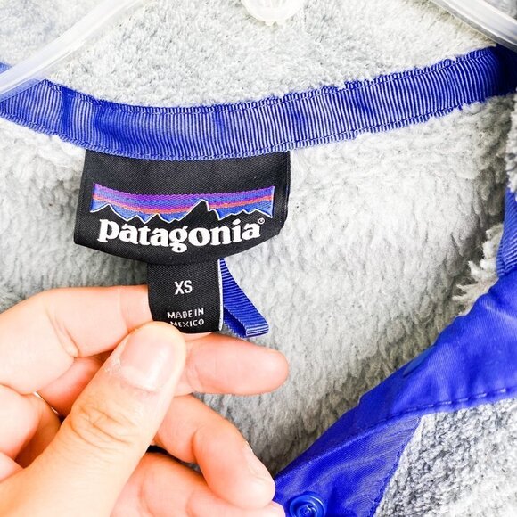 🦋 PATAGONIA Gray Purple Re-tool Synchilla Pullover XS - Picture 3 of 5